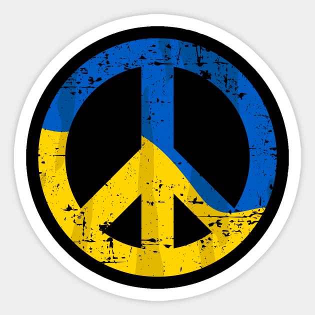 Retro Ukraine Peace Sign with Ukraine Flag Overlay Distressed Sticker by hobrath